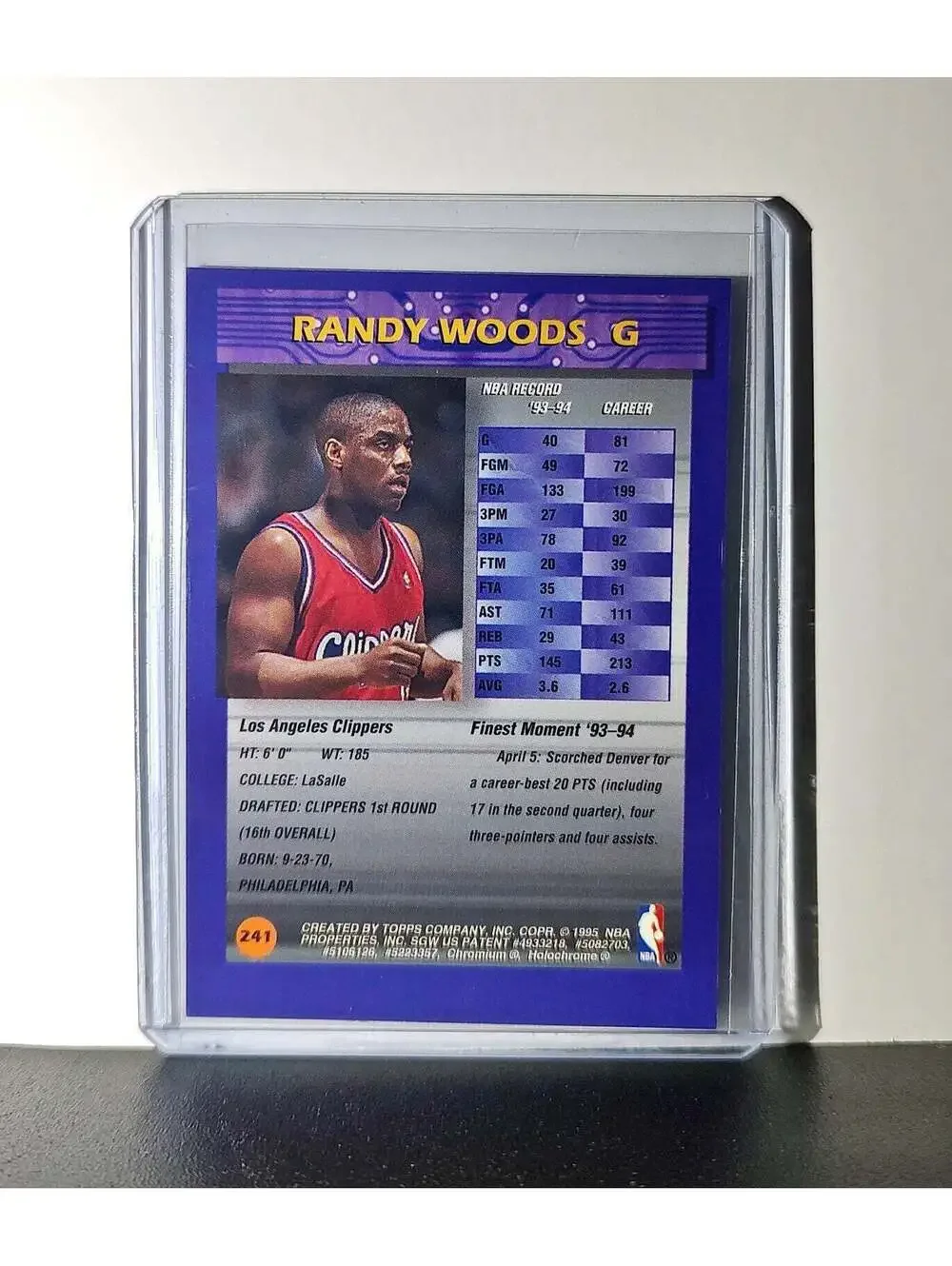 Randy Woods 1994-95 Topps Finest #241 Basketball Card